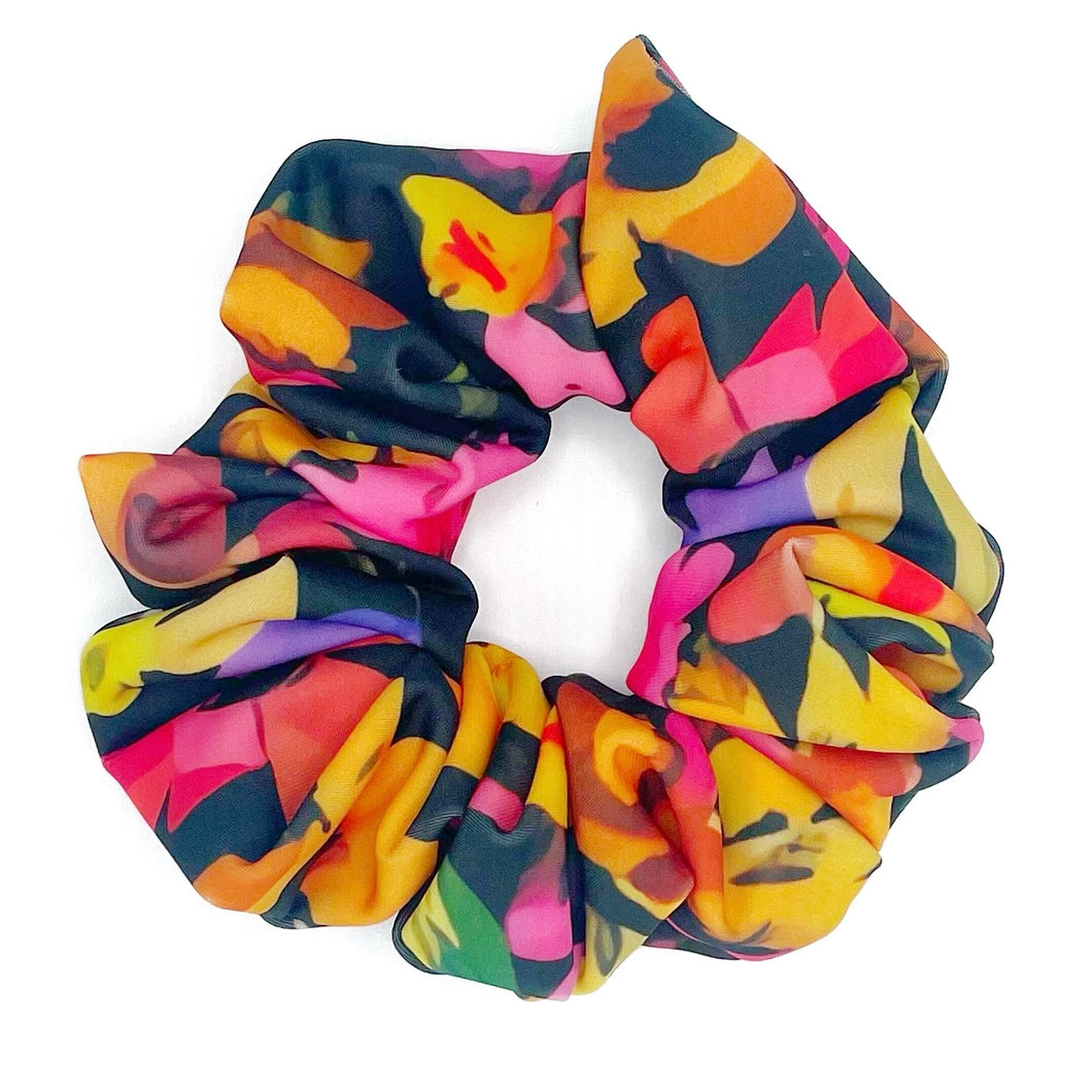 Black Floral Scrunchie