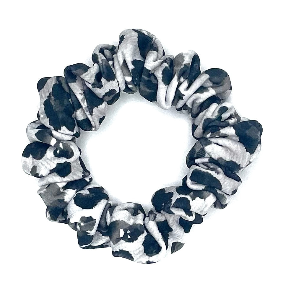 Grey Leopard Print Skinny Scrunchie