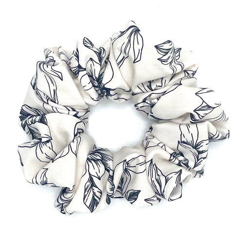 White Floral Scrunchie